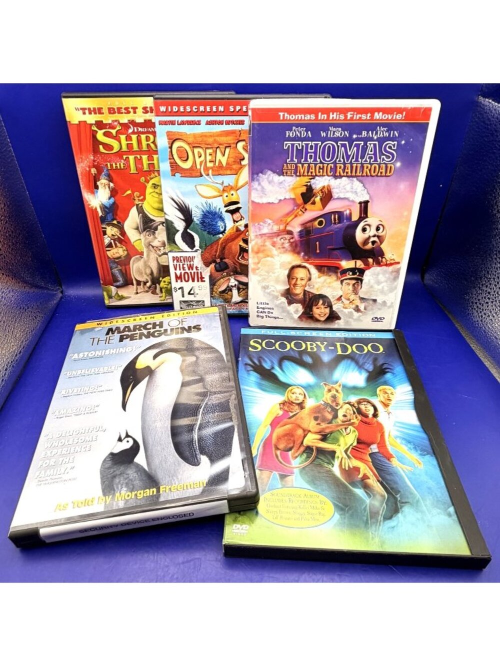 Kids Family Movie DVD Lot Shrek Open Season Thomas Train Penguins Scooby Doo